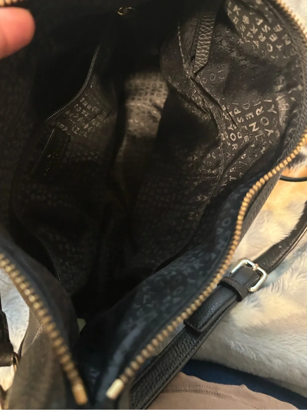 kate spade Black Pebbled Leather Shoulder Bag with Gold Hardware